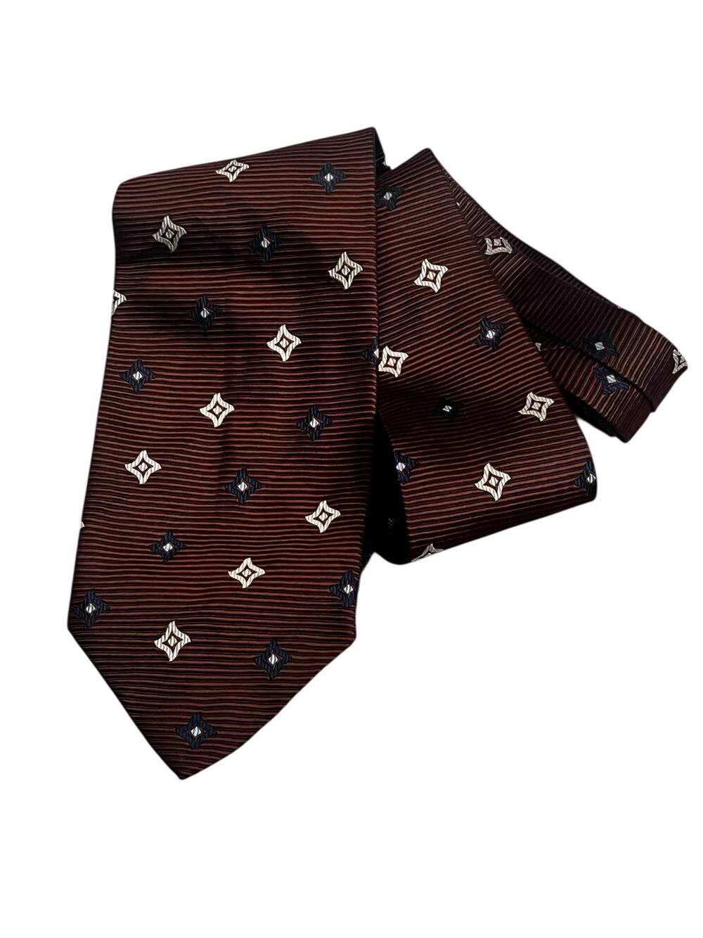Gadolini Men’s Tie Italian Brown Blue design 100% Silk